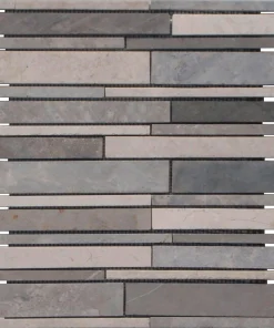 Mramorni mozaik na mreži Crna-Siva-Krem